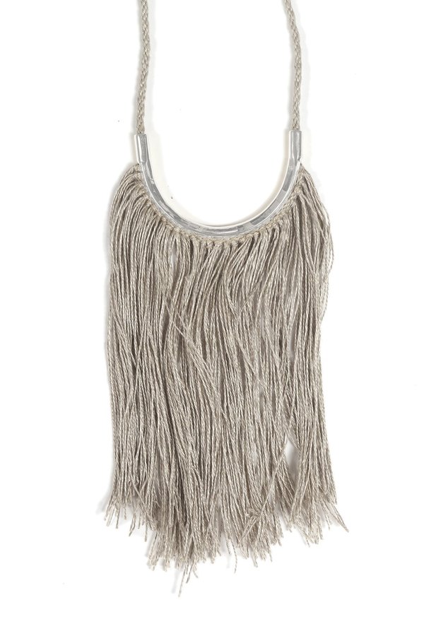 Lunate Fringe Natural Flax & Silver Lunate Fringe Natural Flax & Silver