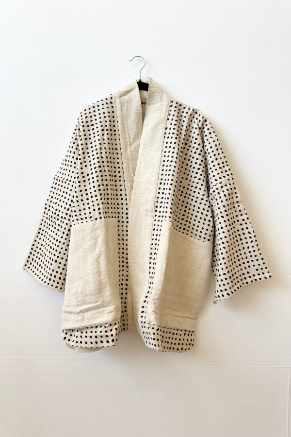 Happy French Gang Black Dots White Coat