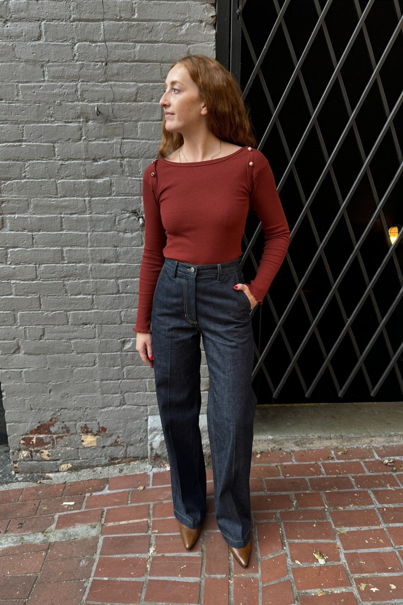 Baserange Disc Long Sleeve Tee - Bine Red | Garmentory