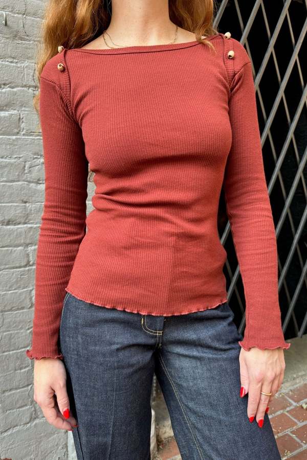 トップス Baserange disc long sleeve tee Baserange Disc Long Sleeve Tee - Bine Red | Garmentory