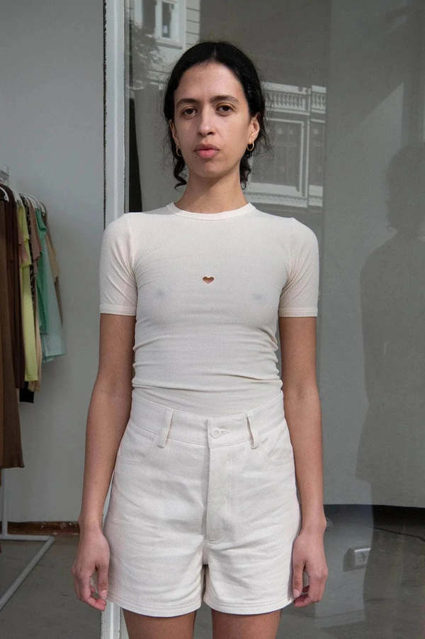 Baserange Heart Short Sleeve Tee Shirt - Undyed | Garmentory