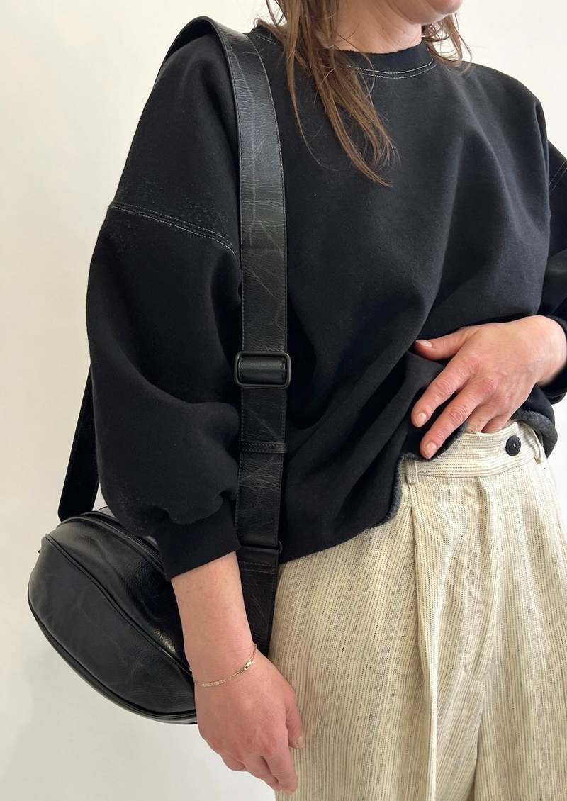 Hereu Large Boya Distressed Leather Bag - Black | Garmentory