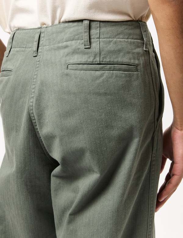 Beams Plus Mil Herringbone Trousers - Sage Green | Garmentory