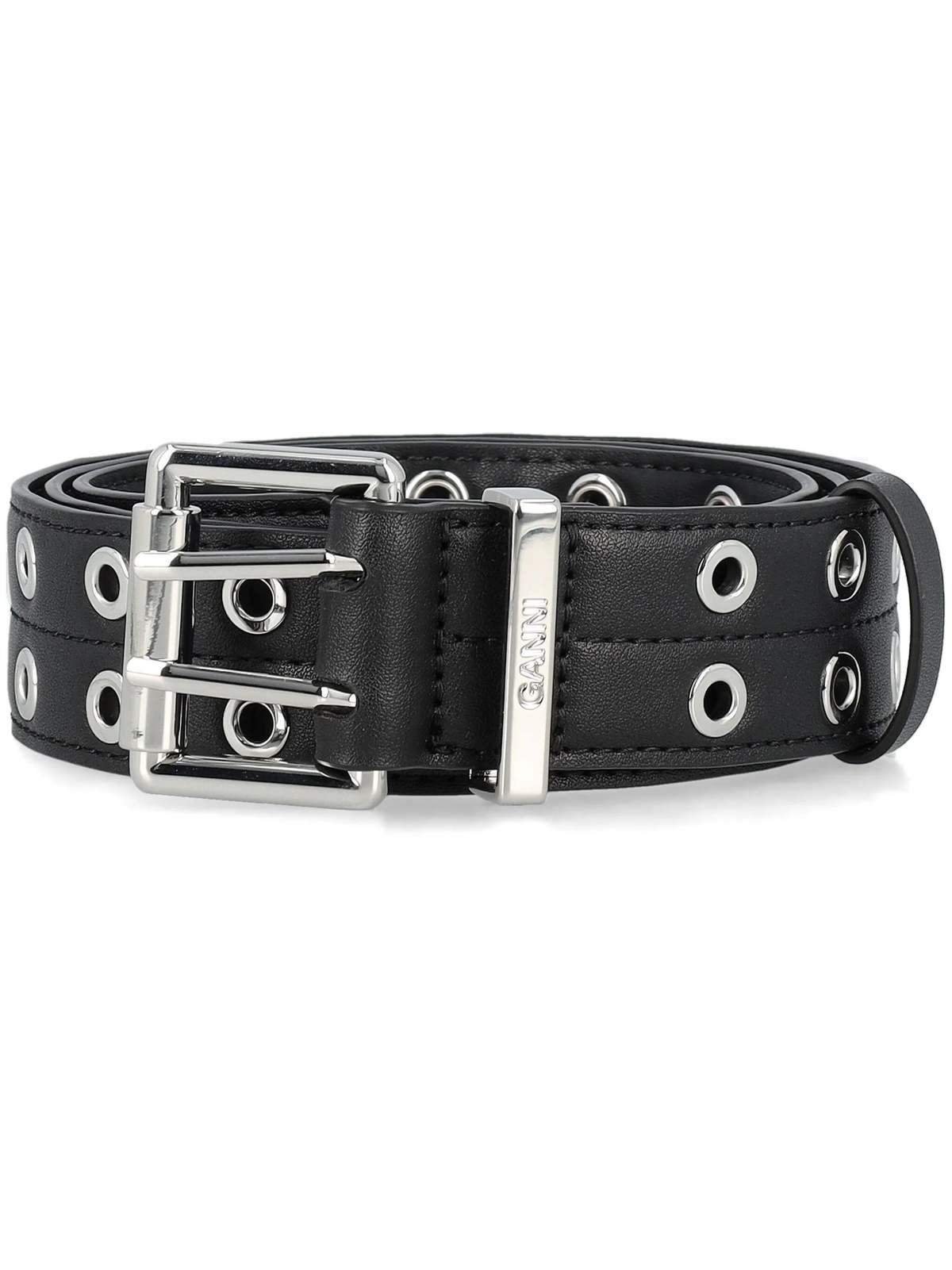 GANNI Double Eyelet Denim Belt Dark Navy M/L Ganni Double Eyelet Belt - Black | Garmentory main image 4