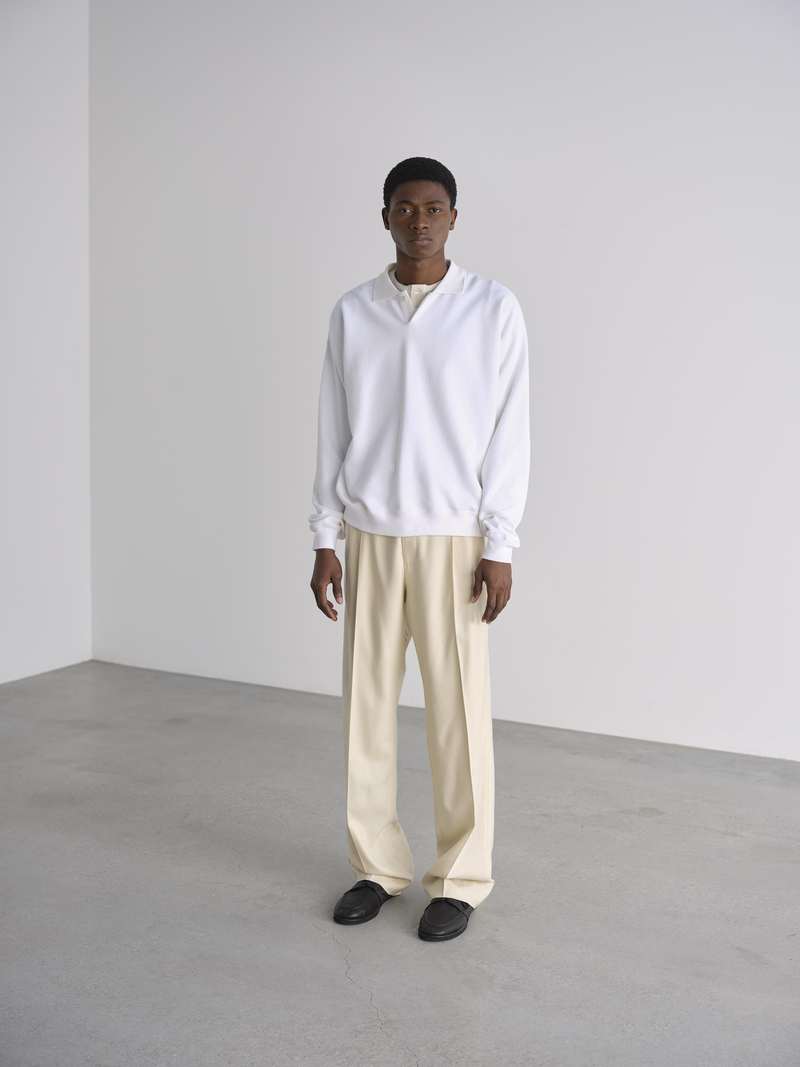 Auralee Pima Light Sweat Polo - Light Pink | Garmentory