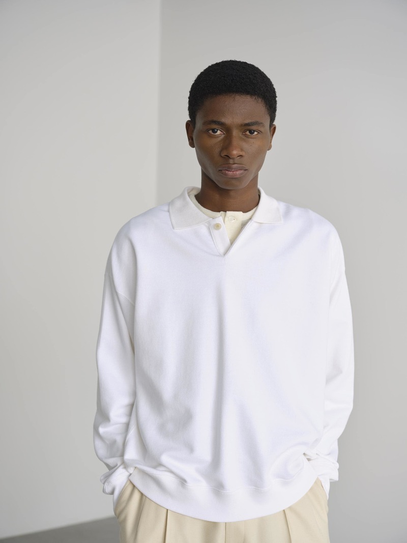 【AURALEE/オーラリー】 PIMA LIGHT SWEAT POLO Namu Shop - Auralee Pima Light Sweat Polo - Ink Black