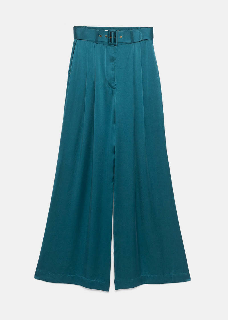 パンツ Zimmermann Blue Silk Wide-Leg High-Waist Trousers Zimmermann Blue Silk Wide-Leg High-Waist Trousers | THE LIST