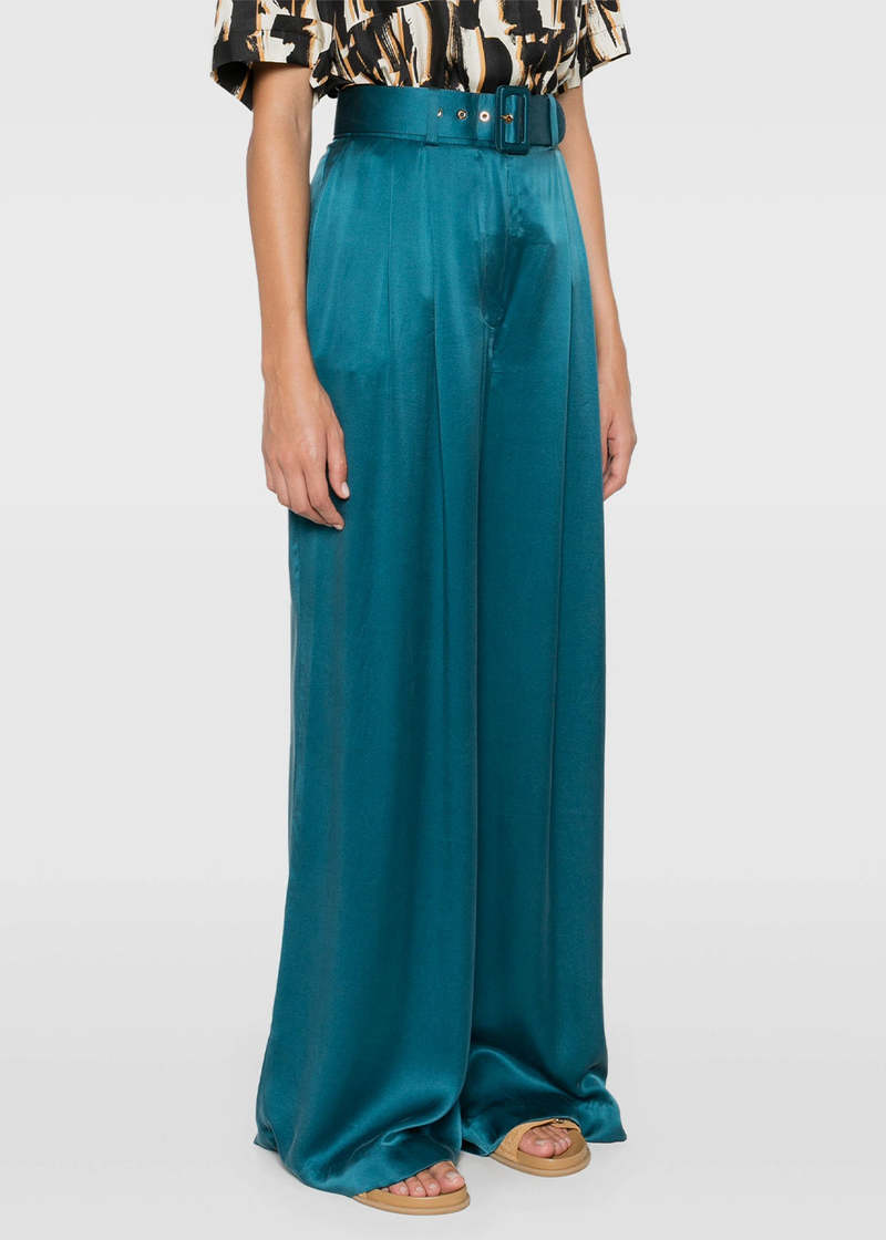 パンツ Zimmermann Blue Silk Wide-Leg High-Waist Trousers Ottie paisley silk habotai wide-leg pants in blue