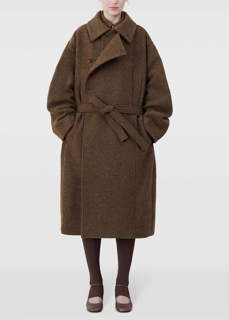【関税込み】LEMAIRE ブラウン Asymmetrical Bathrobe コート Lemaire ASYMMETRICAL BATHROBE COAT | REVERSIBLE