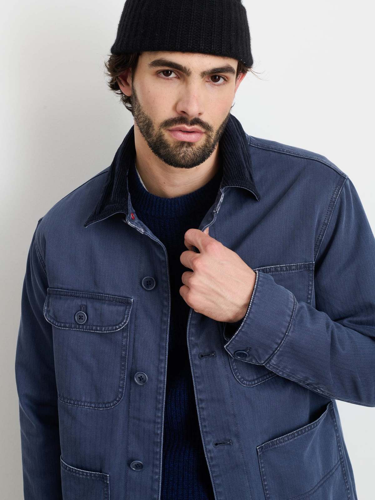 Alex Mill Cotton Herringbone Work Jacket Storm Blue Garmentory
