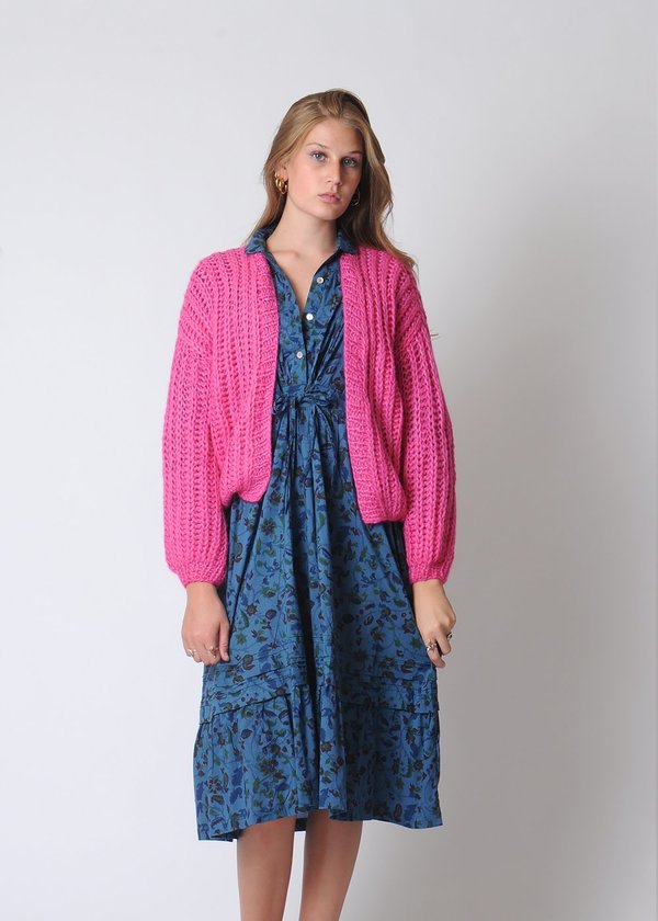 blue dress size 8 Prada Pink & Navy Blue Plaid Cardigan – Vintage by Misty main image 0