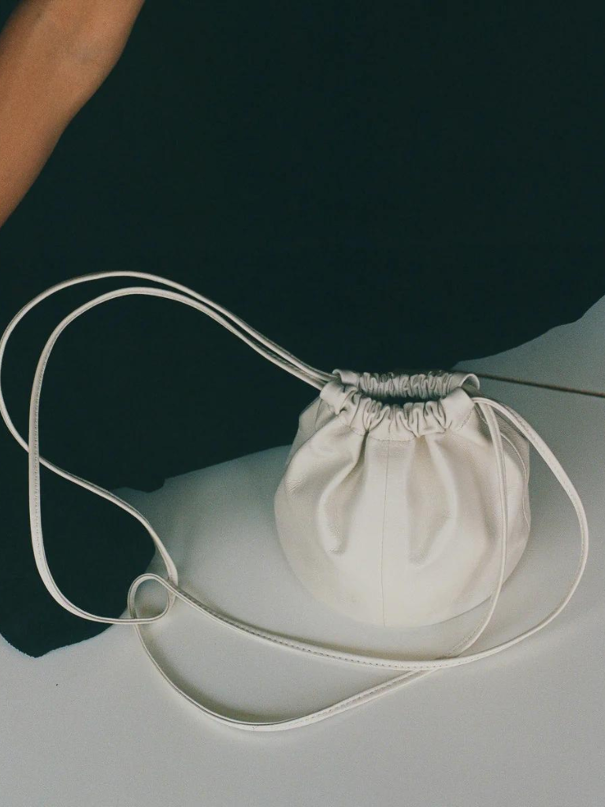 Modern Weaving Mini Drum Drawstring Bucket - Creme | Garmentory