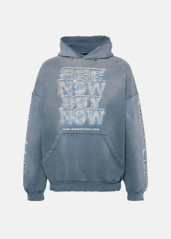 Balenciaga See Now Buy Now Hoodie - Blue | Garmentory