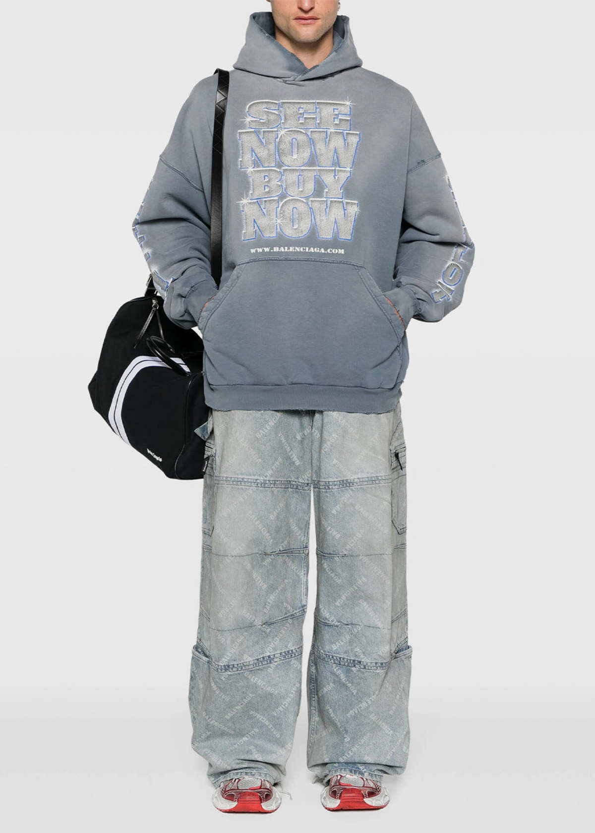 Balenciaga See Now Buy Now Hoodie - Blue | Garmentory