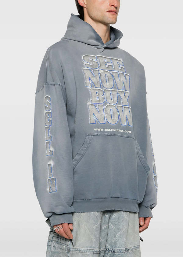 【なまはげ】Balenciaga フーディSEE NOW BUY NO Balenciaga Men's See Now Buy Now Popover Hoody in Faded Black
