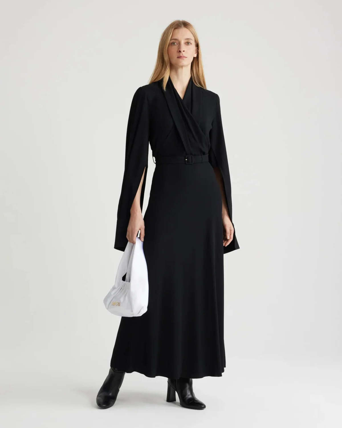Patou Draped Maxi Day Dress - Black | Garmentory