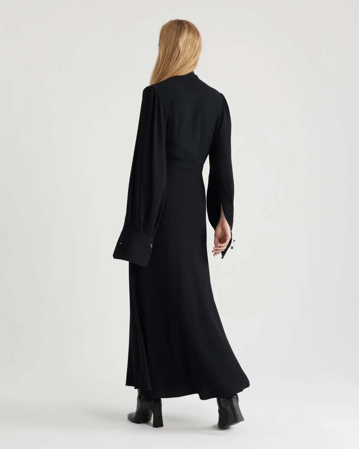 Patou Draped Maxi Day Dress - Black | Garmentory
