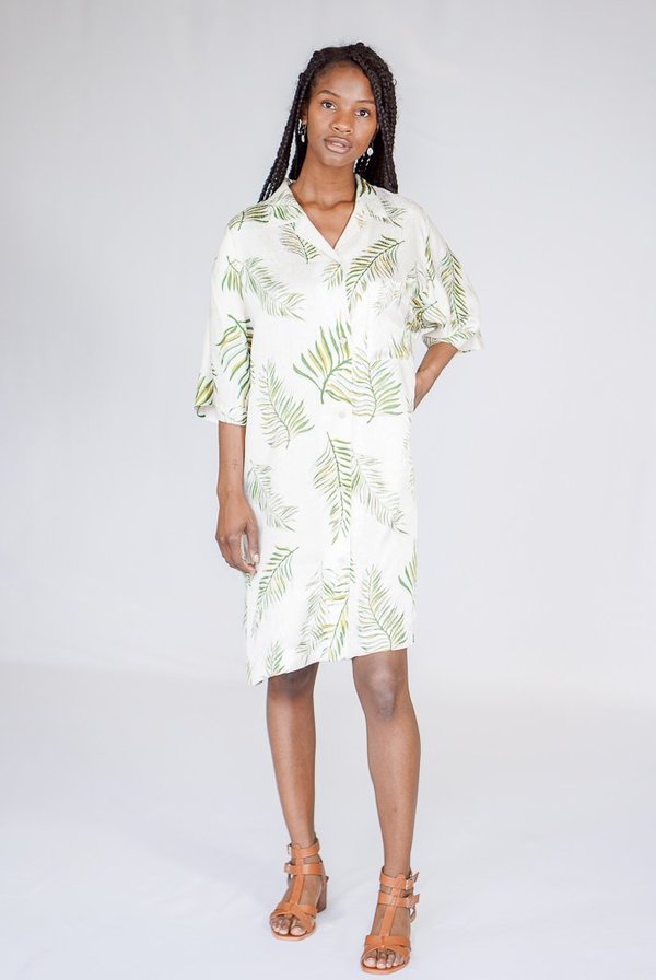 Giada Forte My Dress Desert Leaf Print Satin Tunic | Garmentory