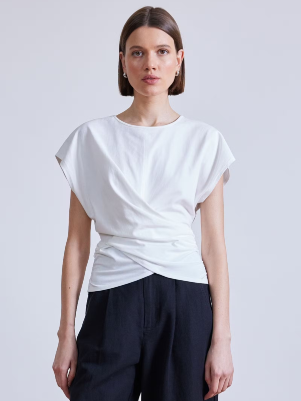 トップス Twist drape tops / White Apiece Apart Twist Drape Tee - Cream | Garmentory