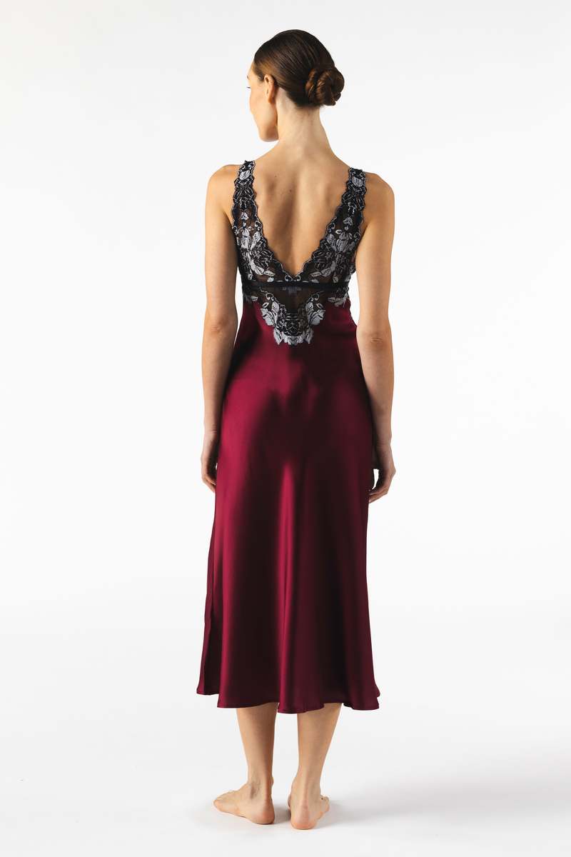 NK IMODE Roxy Rapture Bust Support Long Silk Gown - Bordeaux
