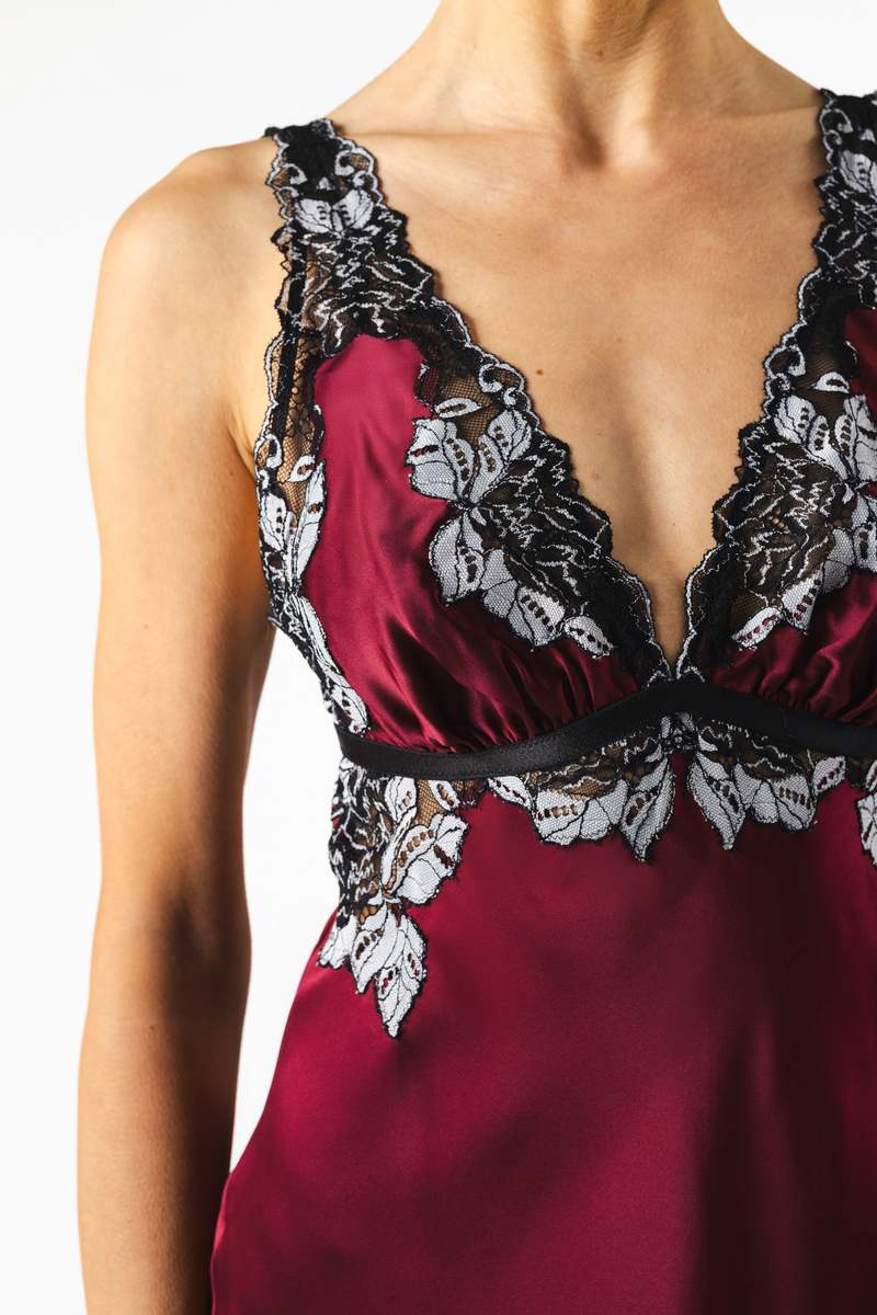 NK IMODE Roxy Rapture Bust Support Long Silk Gown - Bordeaux