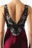 NK IMODE Roxy Rapture Bust Support Long Silk Gown - Bordeaux - Thumbnail 5