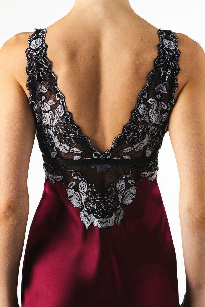 NK IMODE Roxy Rapture Bust Support Long Silk Gown - Bordeaux