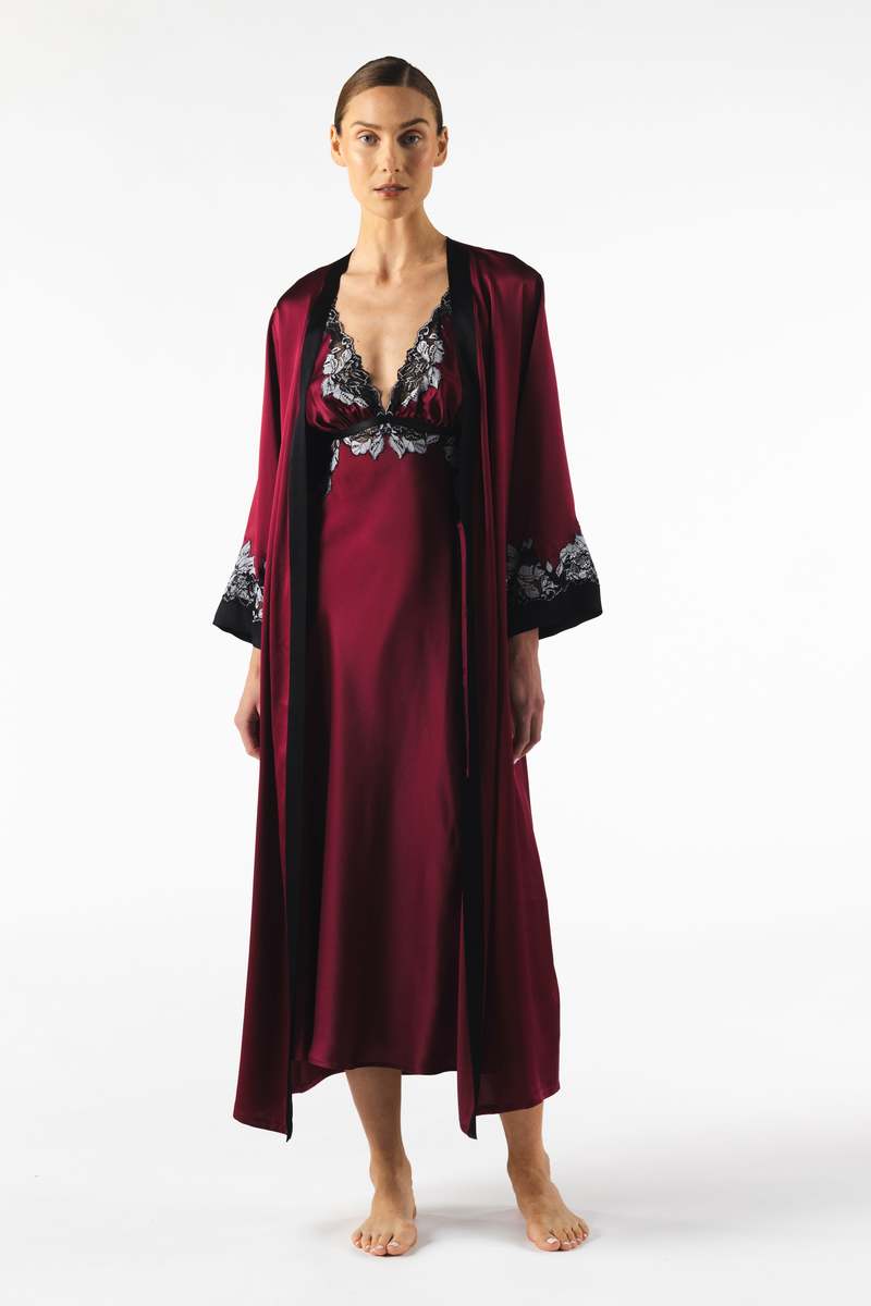 NK IMODE Roxy Rapture Bust Support Long Silk Gown - Bordeaux