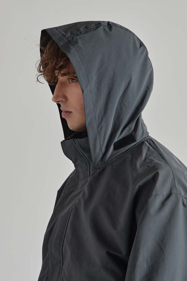 Still By Hand Stand Collar Field Jacket - Blue Gray | Garmentory