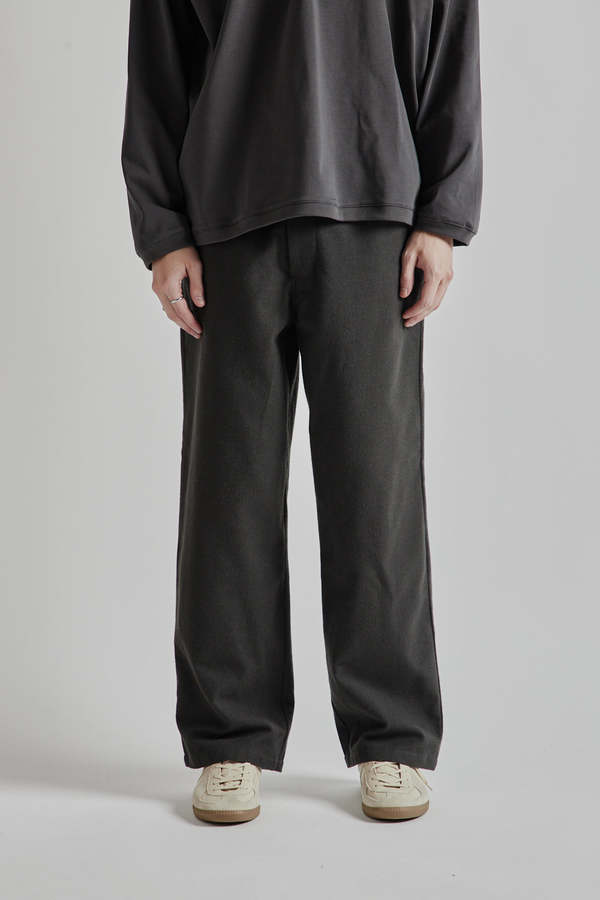 Still By Hand Wool Mix Easy Pants - Charcoal | Garmentory