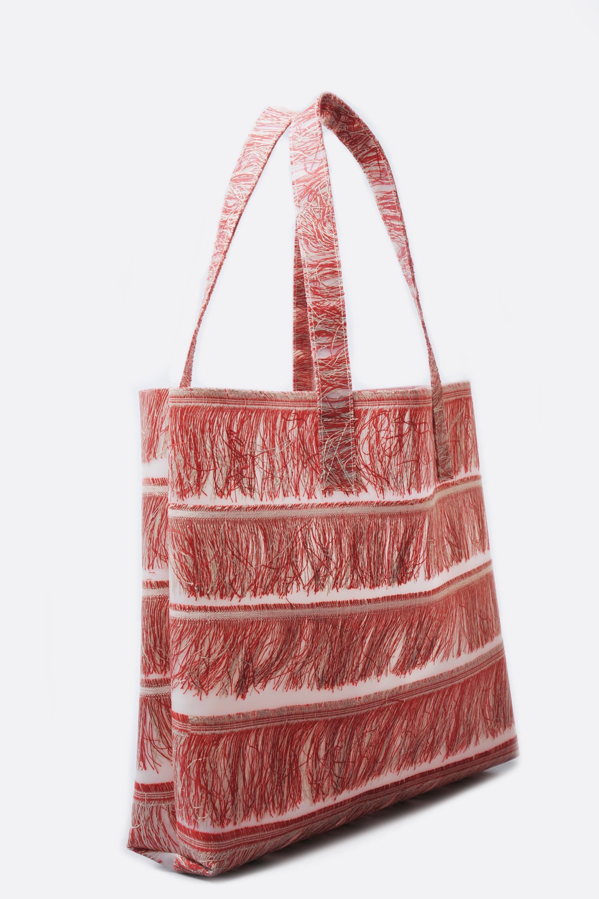 Luisa Cevese Riedizioni Medium Red Linen Fringes Tote | Garmentory