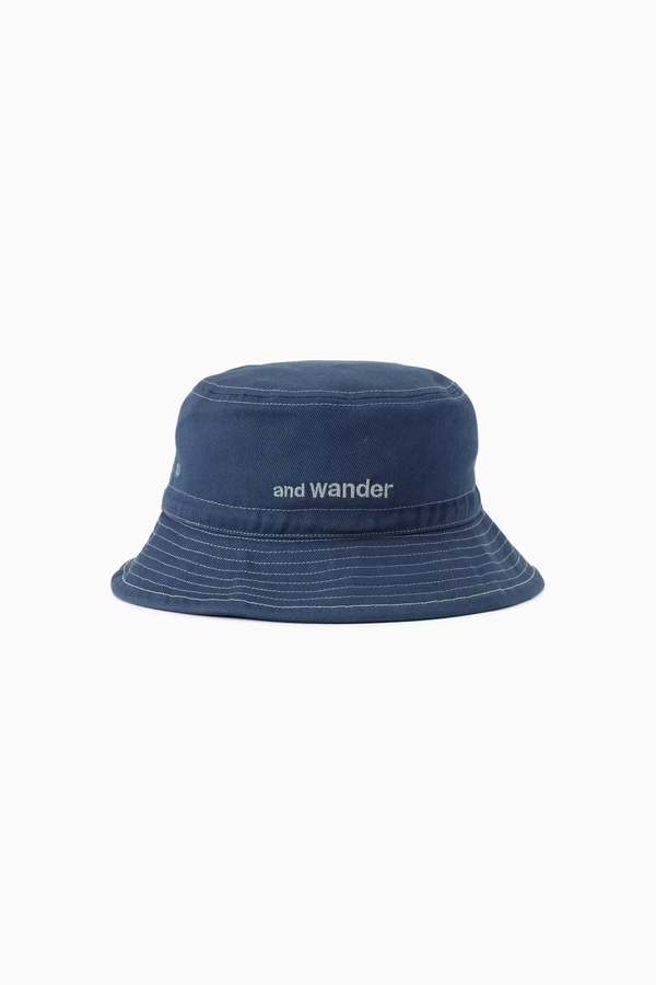 And Wander Cotton Twill Bucket Hat - Blue