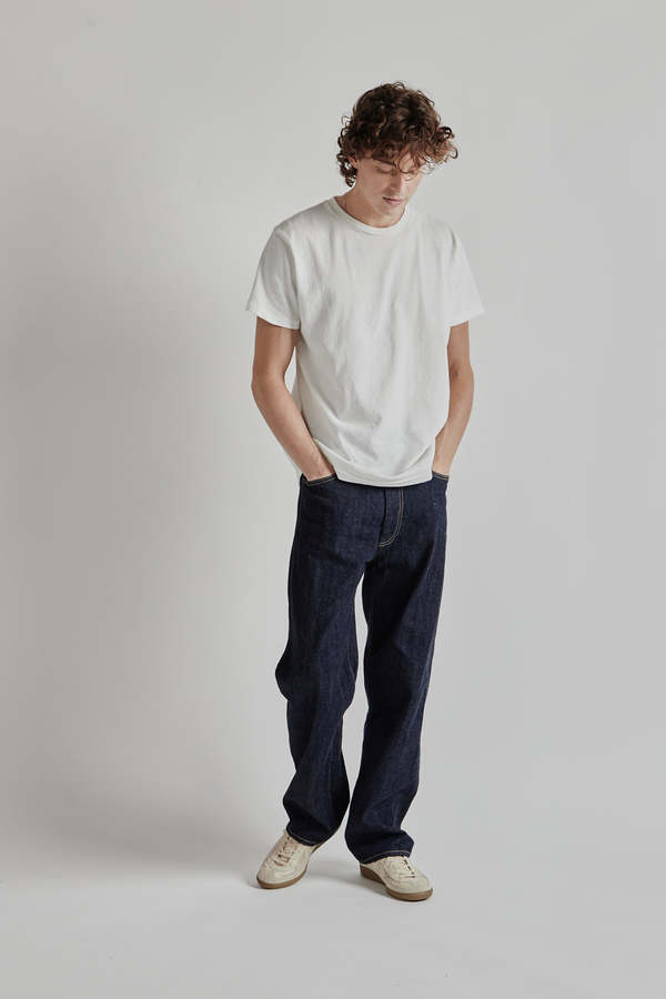 パンツ STILL BY HAND 10oz Baggy Denim Pants 48 Still By Hand 5 Pocket Denim Pants - Navy | Garmentory