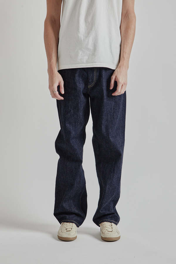 Still By Hand 5 Pocket Denim Pants - Navy | Garmentory