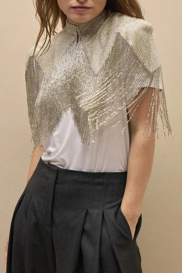 TWP Beaded Topper - Ivory