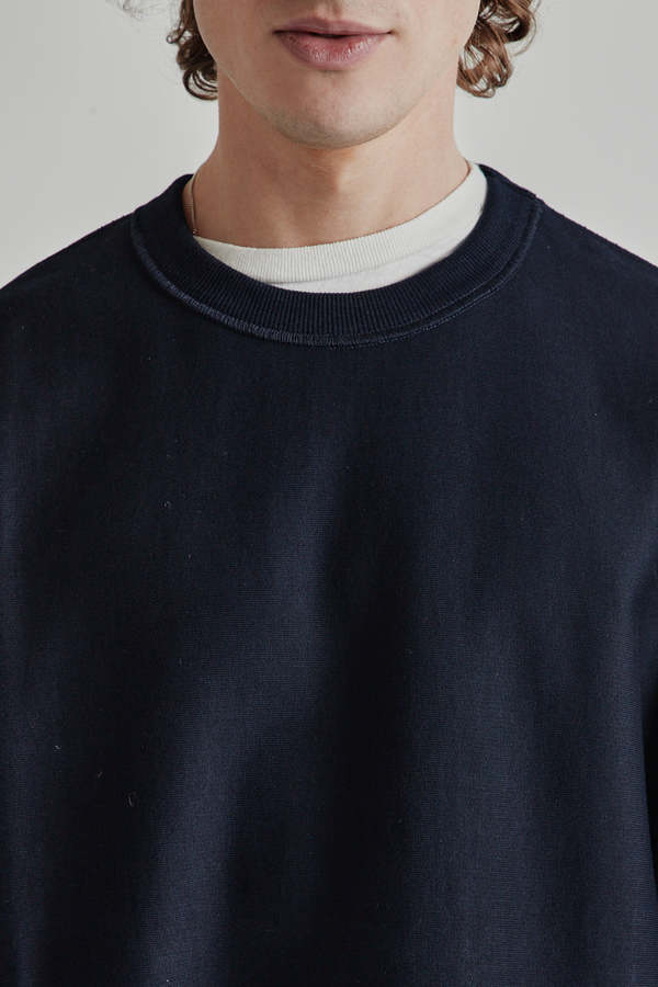 Still By Hand Mercerised Cotton Sweatshirt - Dark Navy | Garmentory
