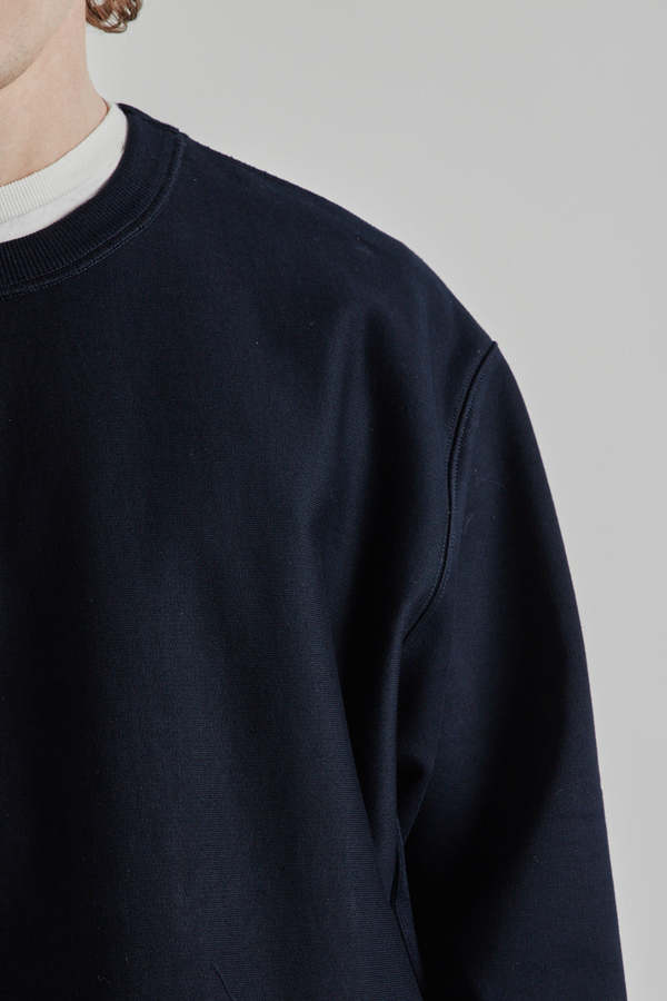 Still By Hand Mercerised Cotton Sweatshirt - Dark Navy
