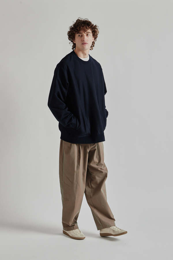 Still By Hand Mercerised Cotton Sweatshirt - Dark Navy | Garmentory Still By Hand Mercerised Cotton Sweatshirt - Dark Navy | Garmentory
