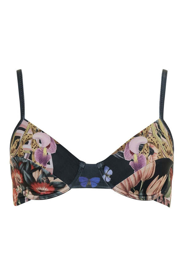 Carolina K Cala Bikini Top - Exotic Bird Black