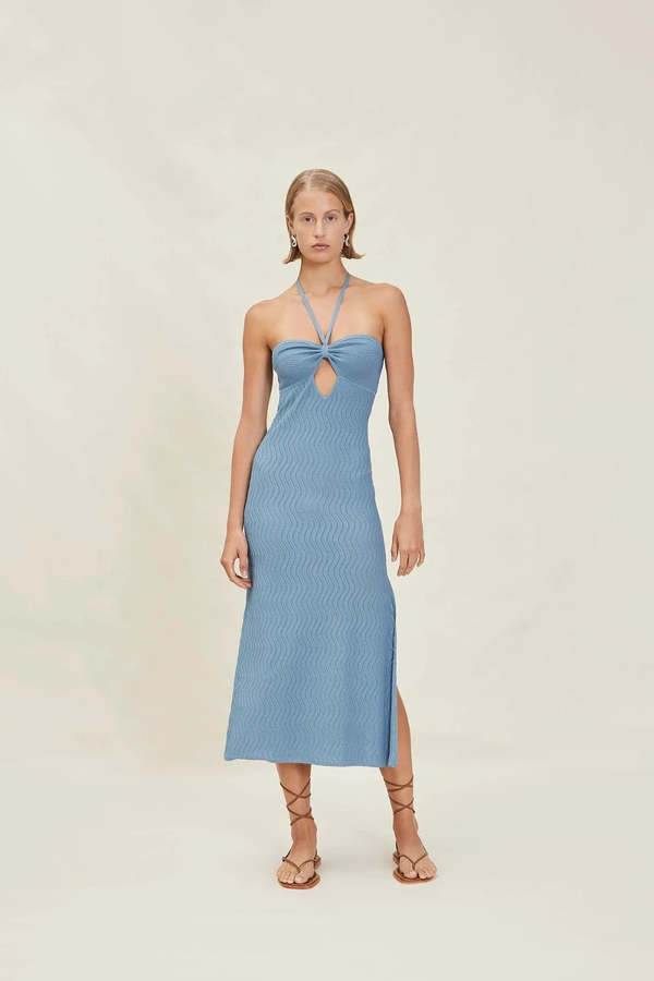 Devon Windsor Clementine Dress - Steel Blue | Garmentory Devon Windsor Clementine Dress - Steel Blue | Garmentory