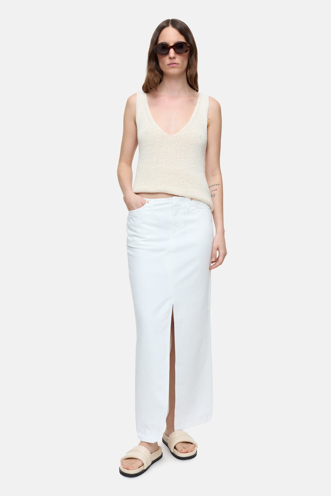 Closed Denim Maxi Skirt - White | Garmentory