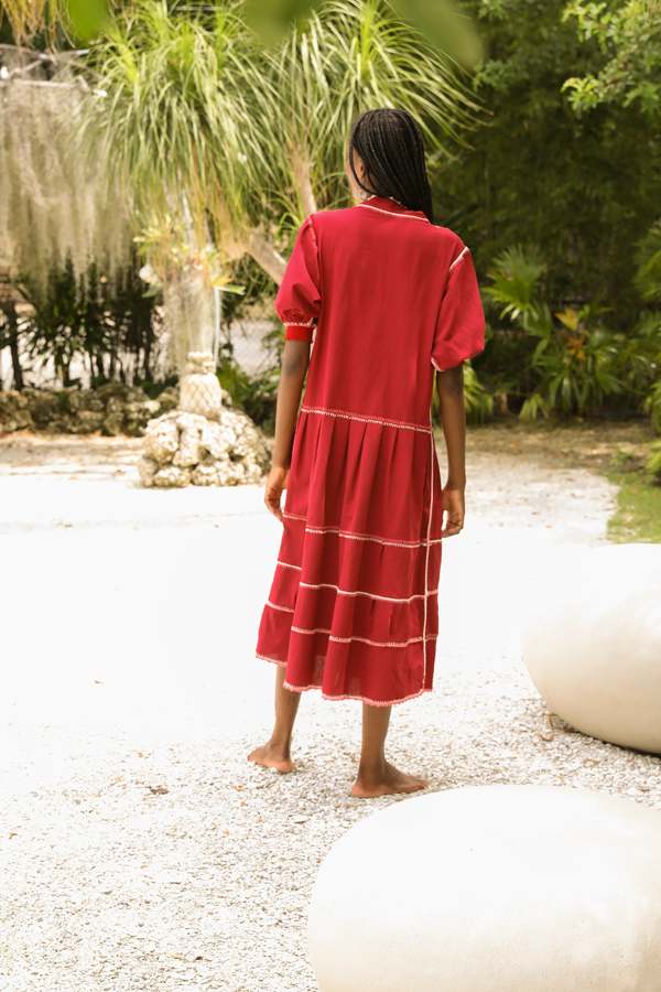 Carolina K Dom Oaxaca Dress - Wine
