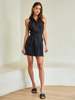Hevron Domino Mini Dress - Black - Thumbnail 2