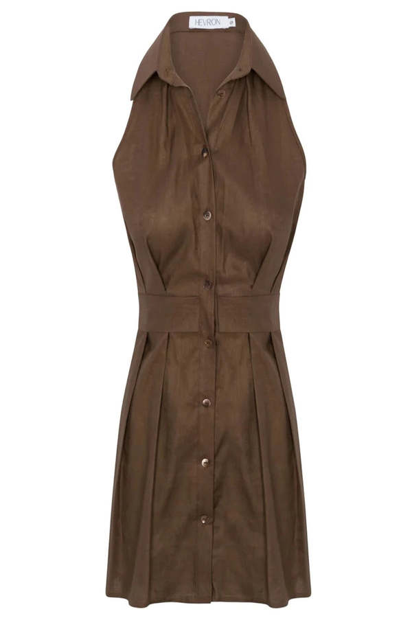 Hevron Domino Mini Dress - Chocolate