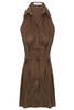 Hevron Domino Mini Dress - Chocolate - Thumbnail 3