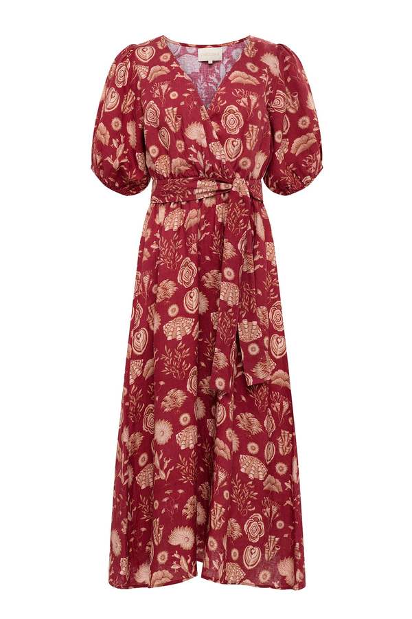 Carolina K Florita Dress - Corals Burgundy