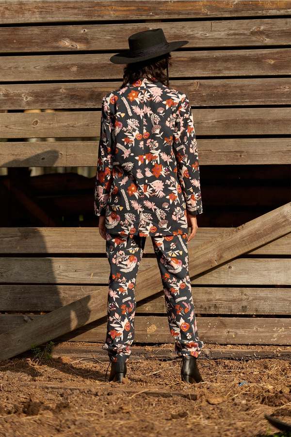 Carolina K Gaucho Pants - Dusty Floral Black