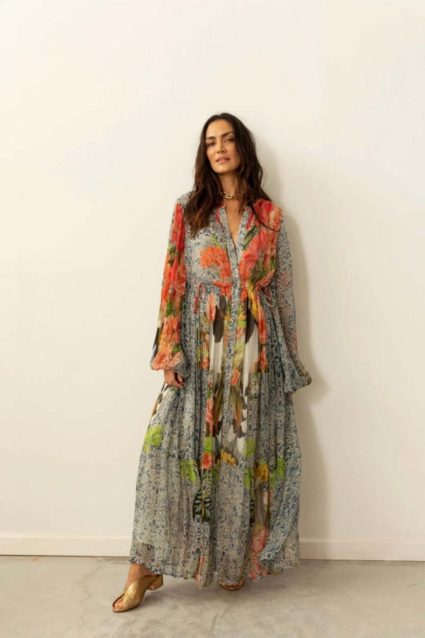 Carolina K Josefina Dress - Sol Elements/Celestial Blue/Selva Birds