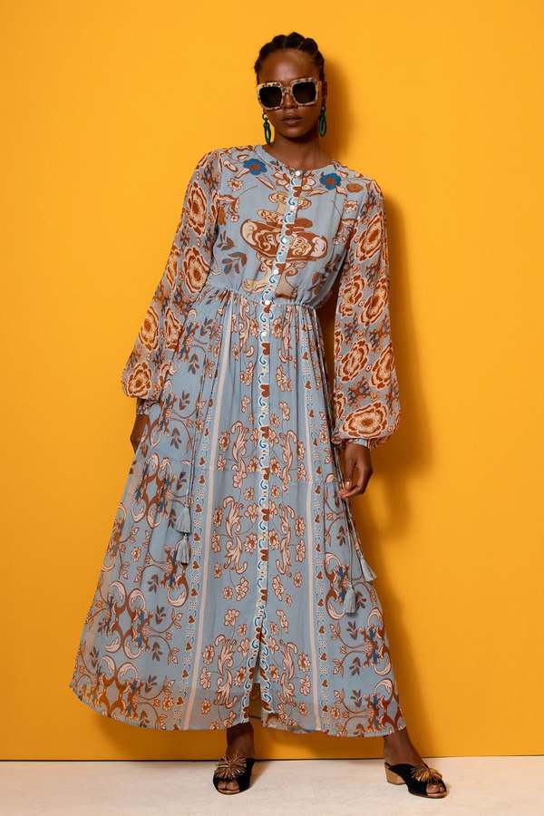 Carolina K Josefina Dress - Sol Elements/Celestial Blue/Selva Birds