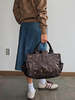 Vintage Grommet Leather Satchel Bag - Dark Brown - Thumbnail 1